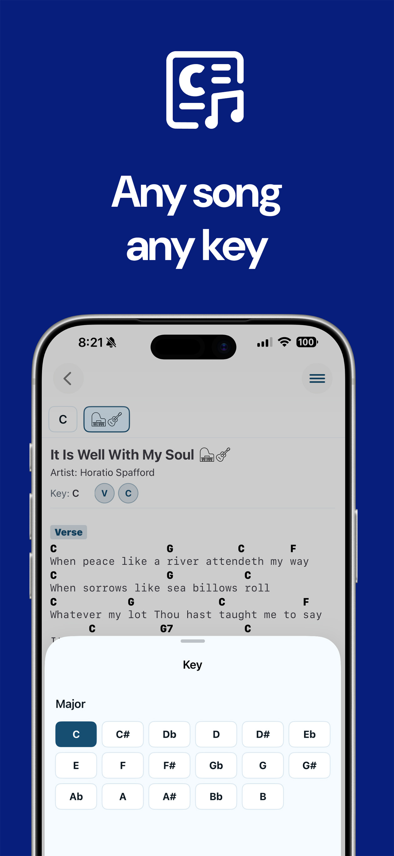 ChordChange on iPhone — any song, any key