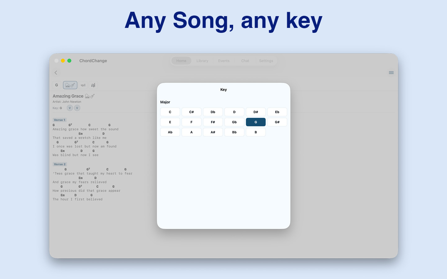 ChordChange on Mac — any song, any key